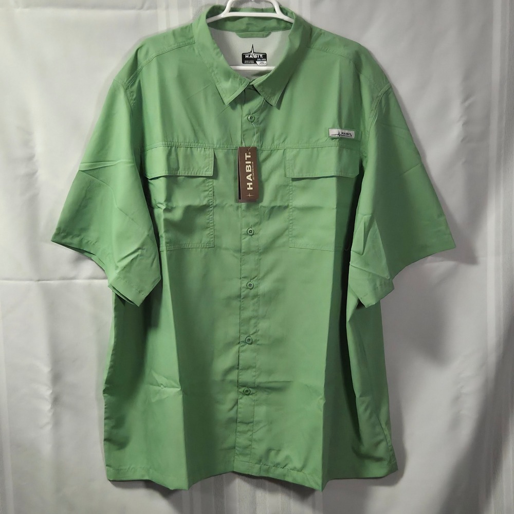 Habit Fishing Shirt Mens 3XL Green Jadesheen Short Sleeve UPF 50+ Solar-Factor